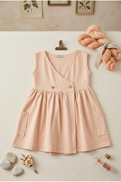 meyastore Girl's Dress with Pockets and Buttons