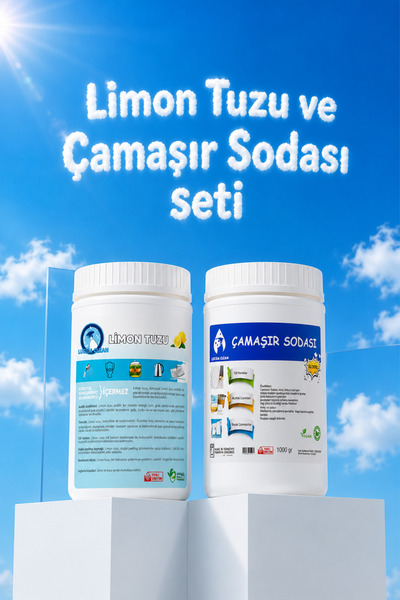 BADEX Lucida Clean Optik Etkili Çamaşır Sodası 1 Kg.+ Limon Tuzu 1 Kg. Avanta...