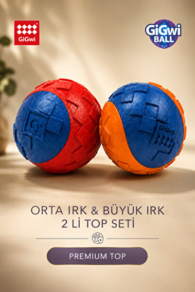 Gigwi Ball Originals Özel Dokulu & Sesli Köpek Oyun Topu - İkili Paket - Orta...