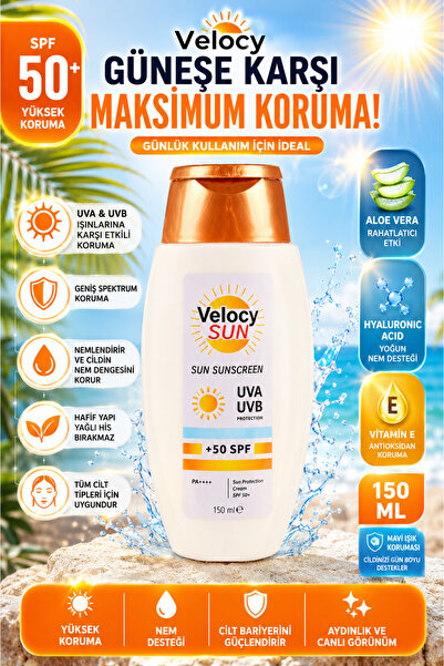 SUN Güneş Kremi Yüksek Korumalı Spf 50+ 150 ML aydınlatıcı Aloe Vera + E vitamini