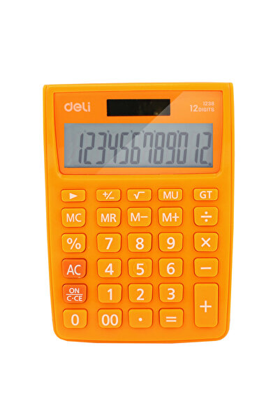 Deli CALCULATOR DE BIROU 12 CIFRE ALB-PORTOCALIU 1238
