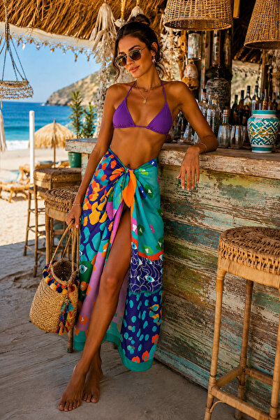 Bolder Emily Turquoise Eyes Ipek Şifon Pareo