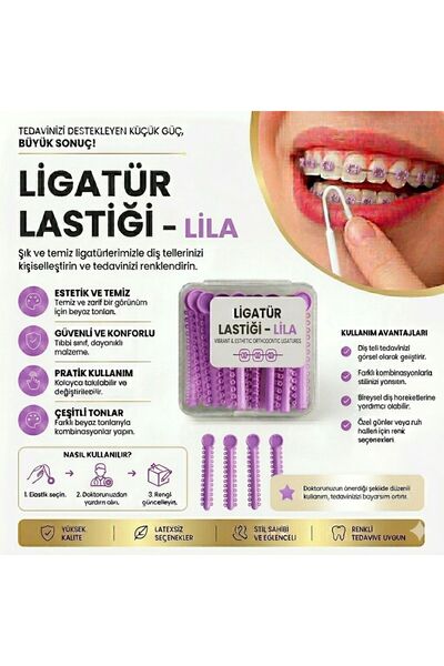 First Class Elastik Ligatür Lastiği Lila Renk 2 Adet Çubuk (26 HALKA)
