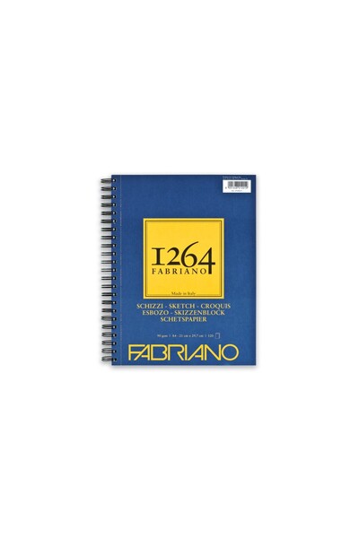 Fabriano 1264 Caiet de schițe cu spirală laterală, hârtie pentru schițe, 90 g...