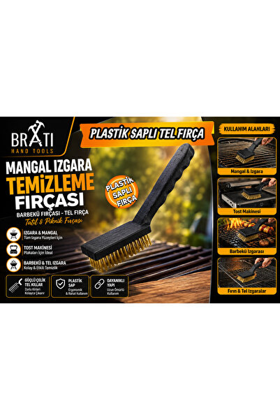 BRATİ HAND TOOLS فرشاة تنظيف الخبز المحمص للشواء، فرشاة سلكية، فرشاة للنزهة ف...