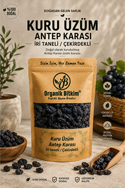 OB Organik Bitkim Antep Karası Üzüm Kurusu Iri Boy Çekirdekli 250 gr