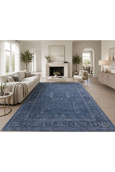 Neşem Halı Boutique EKOHALI Shiraz SHR 03 Navy Vintage Desenli Sıcak Renk Ton...
