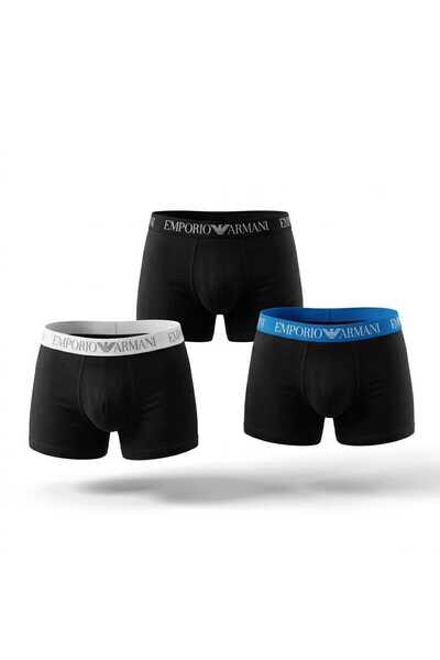 NoNameStore7 EA-Boxeri bărbătești, Set de 3, 95% Bumbac, Negru