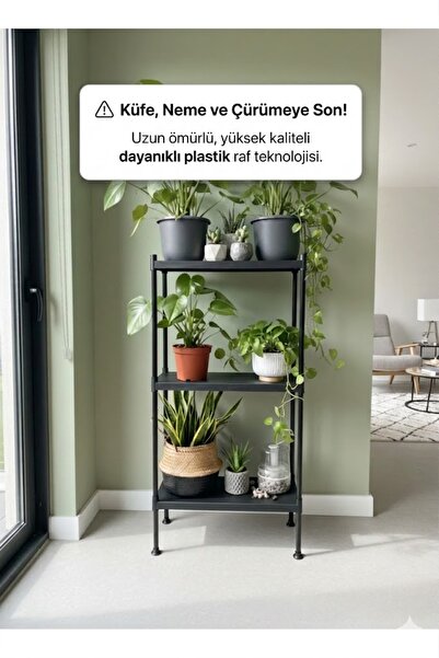 Lider Tunç TUNİVA LUNA 3 Katlı Dekoratif Saksı Standı - Elektrostatik Boyalı ...
