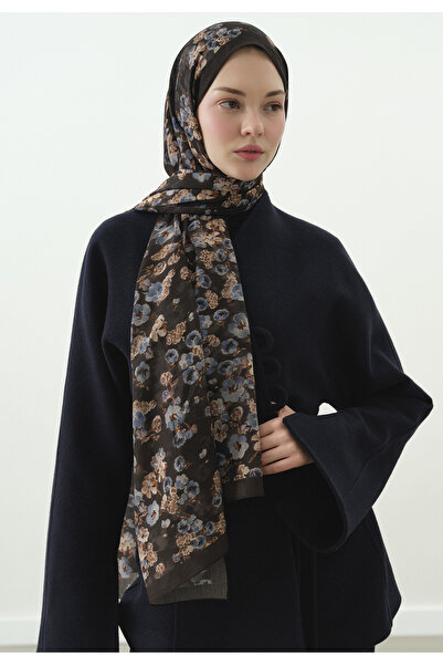 Freshscarfs Anthracite Secret Pearl Patterned Cotton Viscose Shawl