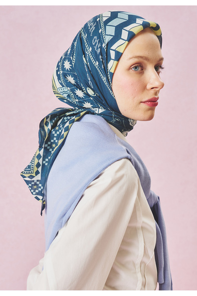 Freshscarfs Eșarfă din viscoză cu model Little Love Dream, albastru oceanic