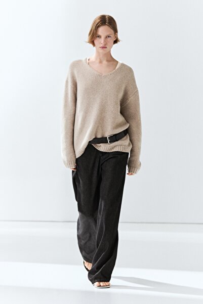 Massimo Dutti %100 Kaşmir V Yaka Triko Kazak