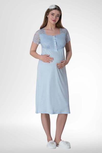 Mecit Pijama Mecit 6013 - Μπλε νυχτικό εγκυμοσύνης και εγκυμοσύνης