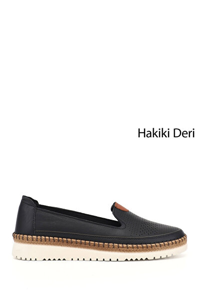 GÖNDERİ(R) Women's Black Genuine Leather Comfort Shoes