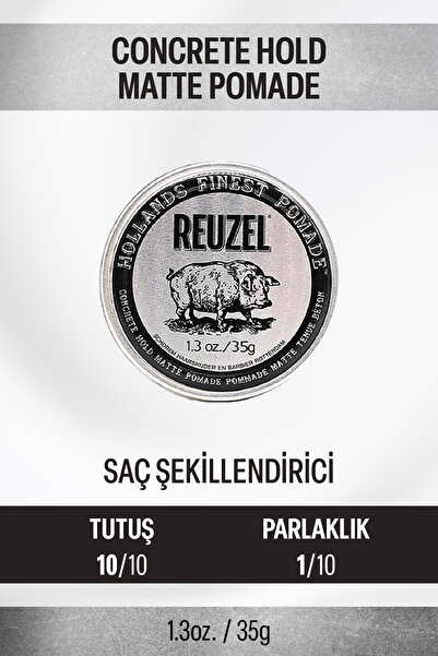 Reuzel Concrete Hold Matte Pomade Su Bazlı Güçlü Tutucu Dokulandırıcı Mat Wax...
