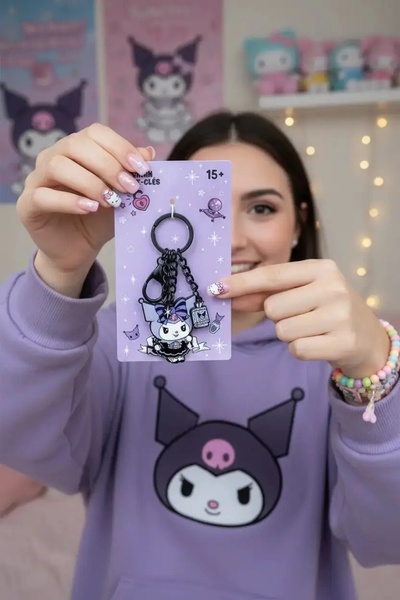 Miniso Sanrio Lisanslı Kuromi Metal Anahtarlık - Dayanıklı Çinko Alaşım Mor D...