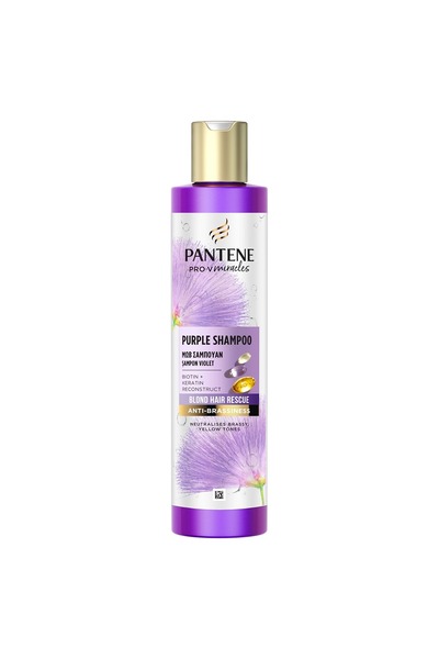 Pantene Silky & Glowing Purple, shampoo, for neutralizing yellow tones, 250 ml