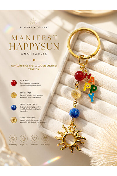 Sunshe Atelier Manifest HappySun Mutluluk Tılsımı Doğaltaş Anahtarlık (Sitrin...