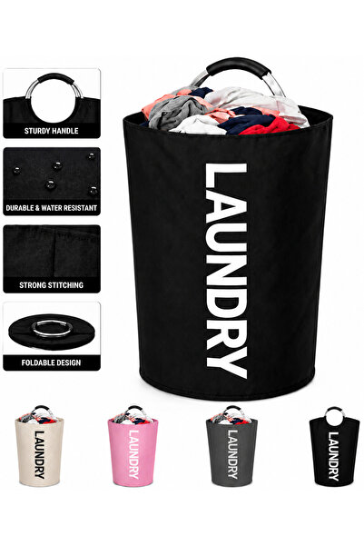 Denx Large Foldable Laundry Basket with Aluminum Comfort Grip Handles Water-R...