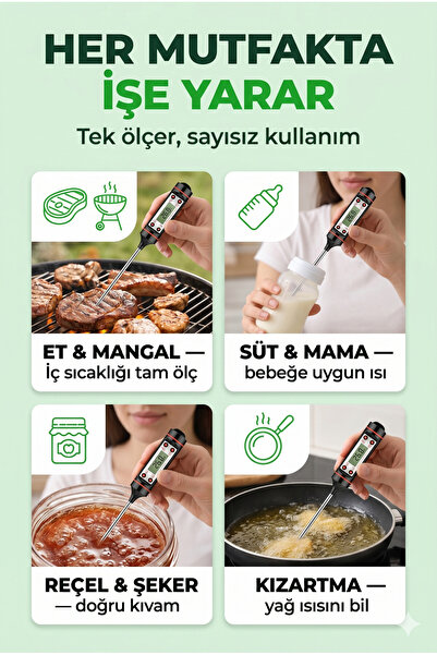 Beatitude Dijital Gıda Termometresi Sıvı Gıda Et Su Süt Yiyecek Sıcaklık Ölçer Mutfak Gıda Termometresi Ölçüm