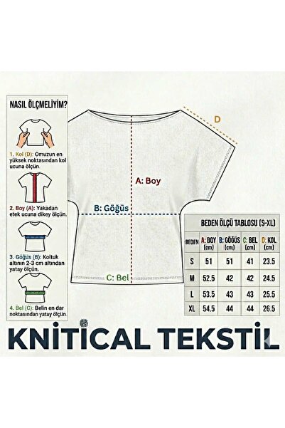 KNİTİCAL TEKSTİL İTHALAT İHRACAT SANAYİ TİCARET AŞ Asimetrik Bele Oturan %97 Pamuk Yarasa Kol bele oturan Bluz T-Shirt