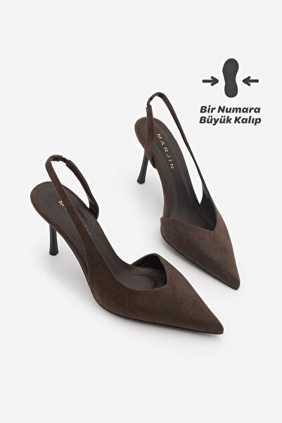 Marjin Women's Stiletto Pointed Toe Open Back V-Neck Strap Thin Heeled Shoes ...