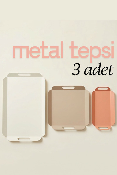 hemlife Metal Sunum Tepsi Seti, Soft Renkler , Modern Çay Kahve Sunum Tepsisi...