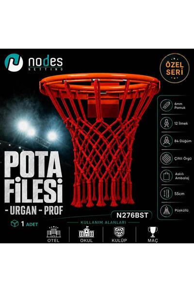 Nodes Basketbol Pota Filesi - Profesyonel - 6mm - Kırmızı - 1 adet