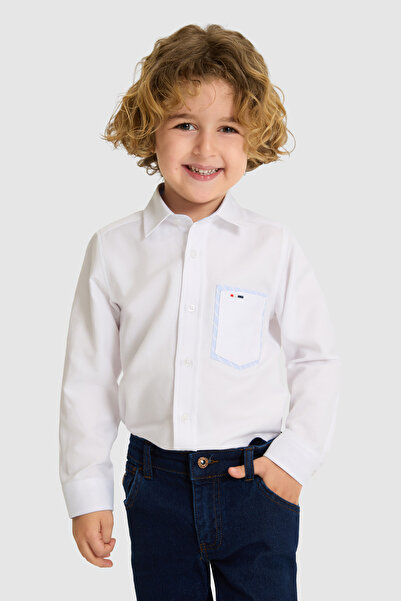 U.S. Polo Assn. Cămașă albă cu mânecă lungă pentru băieți 50324676-VR013