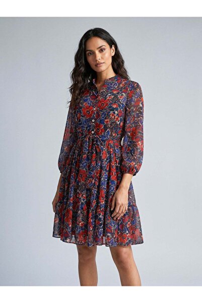 FARREN Women's Red Chiffon Dress – with Suspender Cotton Lining Detail |   Co...