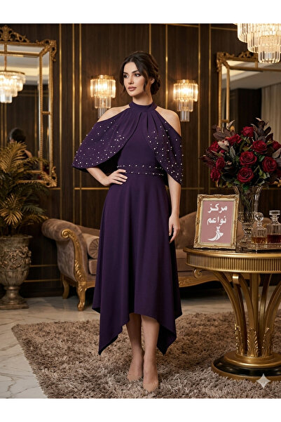 NAWAEIM Barbie Purple Off-The-Shoulder High-End Pearl Beading Evening Gown Mi...