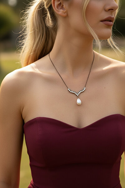 FUYA JEWELLERY Zirkon Taşlı İnci Kolye