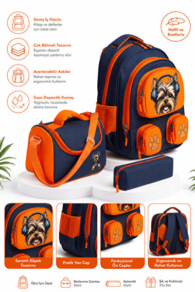 MİECZ BAGS Sevimli Karekter Baskılı Çok Cepli Modern Erkek Kız Çocuk Anaokulu...