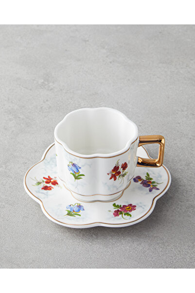 English Home Celestia Porselen 4 Parça 2 Kişilik Kahve Fincan Takımı 90 ml Renkli