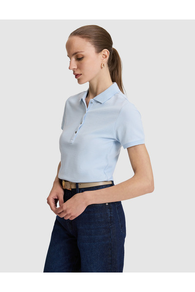 Pierre Cardin Tricou de bază din bumbac, albastru, cu croială slim și guler polo 50325456-VR248