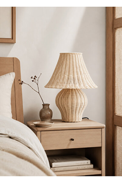 Maison Avf Rattan Bambu Abajur Aydınlatma Kablolu Rattan Başlık Rattan Gövde