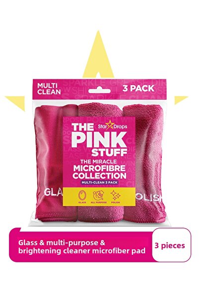 ThePinkStuff مجموعة قماش الميكروفايبر المعجزة 3 قطع - للزجاج/متعدد الأغراض/لل...