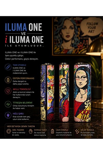 Zigver IQOS ILUMA ONE UYUMLU KILIF GRAFFİTİ MONALİSA(TERREA İLE ÇALIŞAN CİHAZ...