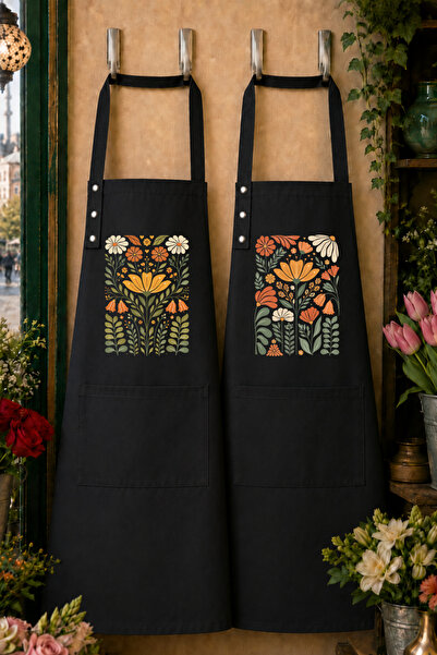 Hulganz Kitchen Apron Set of 2 Stain-Resistant Water-Repellent Fabric Arrange...