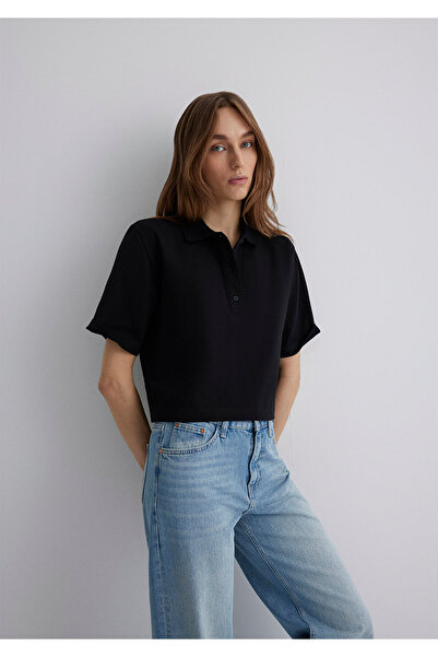 Mavi Siyah Polo Tişört Loose Fit / Bol Rahat Kesim 1613111-900