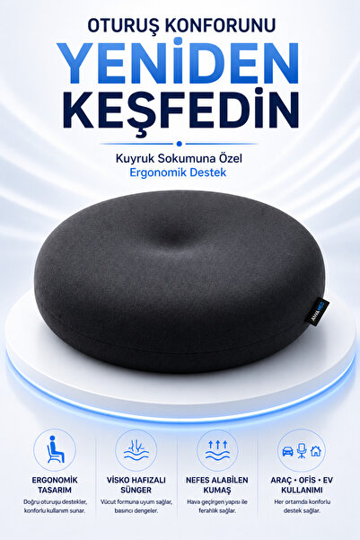 ANVA MED Ortopedik Oturma Simidi Yuvarlak Koltuk Minderi Kuyruk Sokumu Destek...