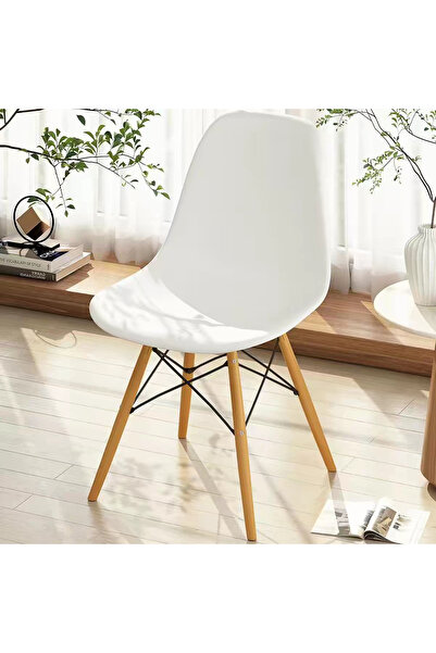 GoldenLike كرسي بلاستيكي حديث DSW، كرسي شيل لاونج، أبيض - 82 ارتفاع × 46 طول ...