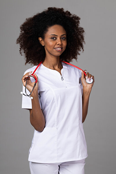 tag Costum medical EMMA Premium pentru femei, alb
