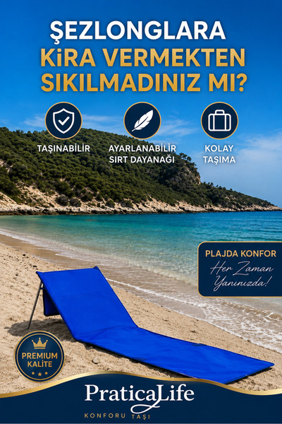 PraticalLife Taşınabilir Katlanabilir Plaj Matı, Şezlong