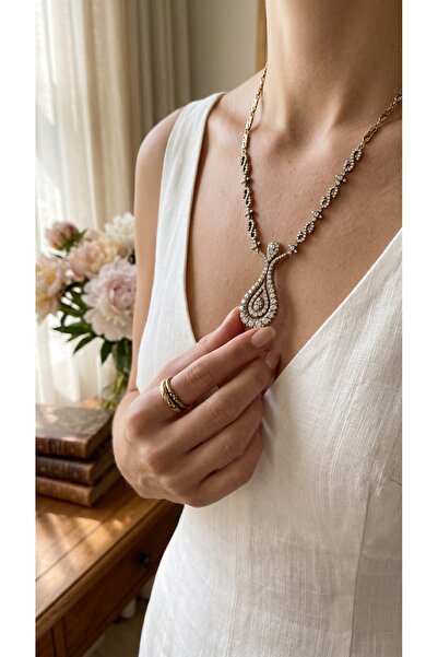 FAYRA ACCESSORIES Zirkon Taşlı Su Damlası Gerdanlık Kolye