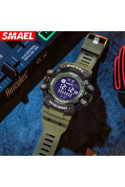 SMAEL ساعة يد رجالية رقمية وتناظرية 8045 Yşl