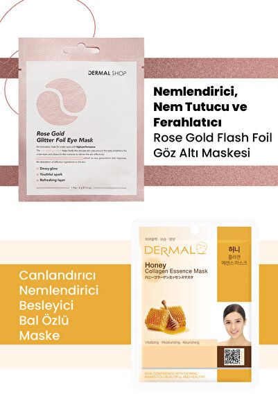 Dermal 3 Katmanlı Rose Gold Göz Maskesi ve Canlandırıcı, Nemlendirici Ve Besl...