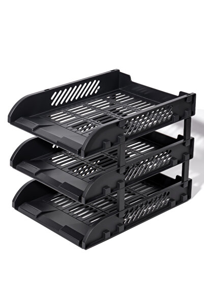 Deli Rafturi stivuibile cu distanțier, set de 3 bucăți, negru