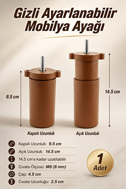NZB Gizli Mobilya Kanepe Sehpa Koltuk Orta Destek Ayağı Ayarlanabilir 9.5 Cm ...