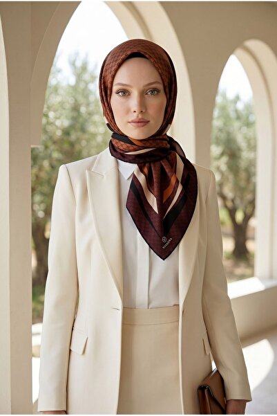 Vissona % 57 İPEK % 43 VİSKON Twill İpek Degrade Desenli Siyah - Taba Renkli ...
